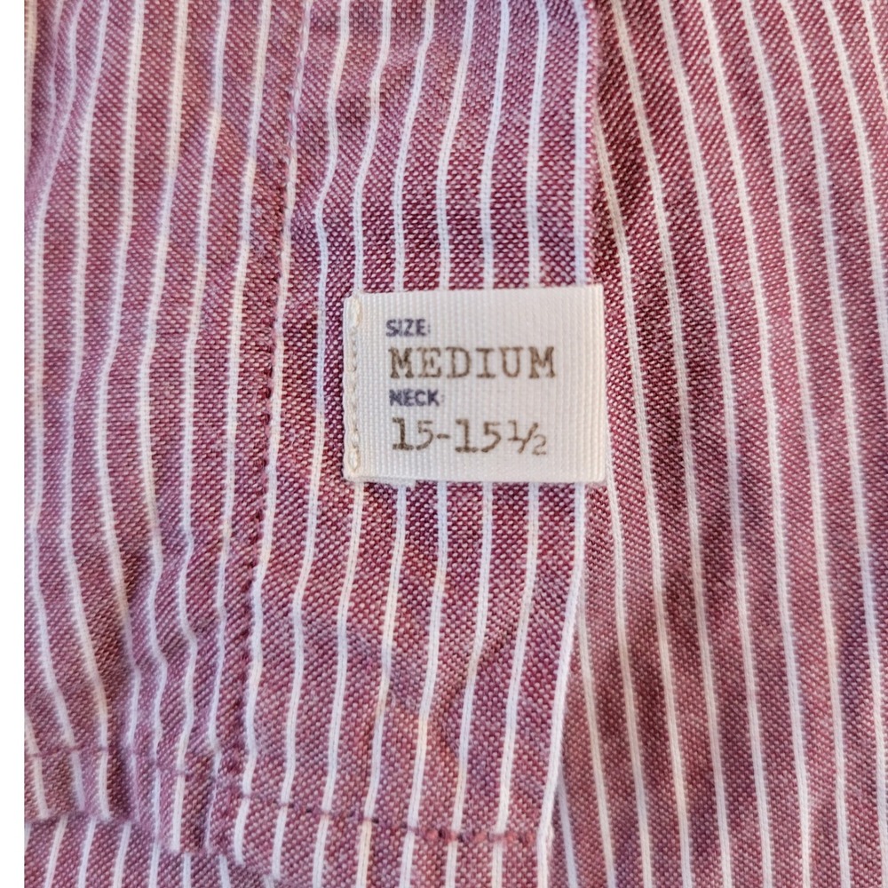 Merona Mens Shirt Medium Red Striped Button Down Long Sleeve Casual - Picture 5 of 10